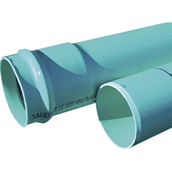 Genova JM Eagle Gravity Sewer Pipe, 6 in, 13 ft L, Push Fit, SCH 35 Schedule, PVC, Green 67942